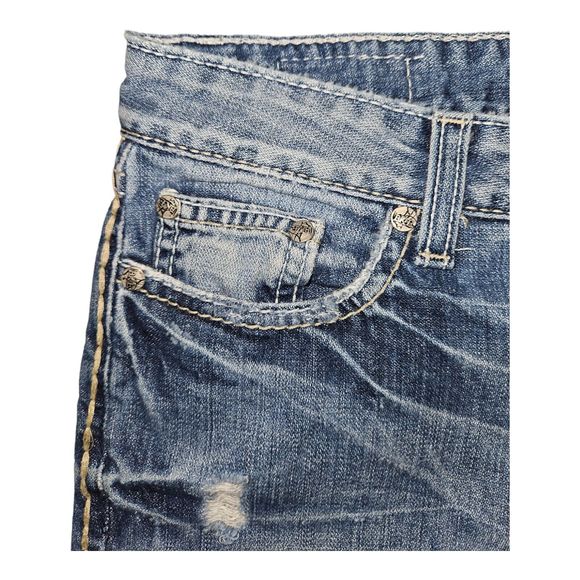 BKE Sabrina Shorts Women's 26 Bermuda Low Rise Blue Denim Embroidered Distressed - Picture 8 of 10